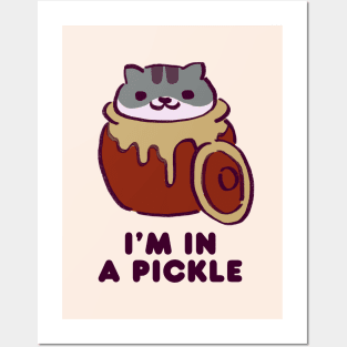 kitty collector cat pickles pickles in a pickling jar / i'm in a pickle Posters and Art